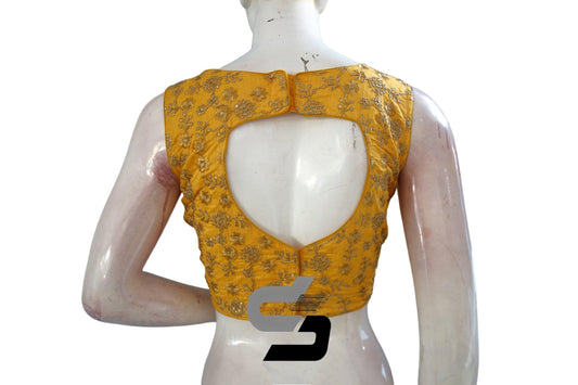 "Stunning Yellow Embroidered Readymade Saree Blouses: Perfect for Every Occasion" - D3blouses