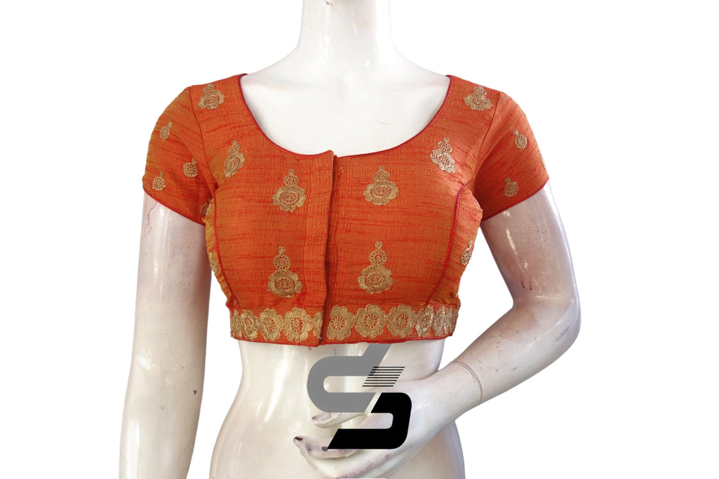 Mustard Orange Color Semi silk Embroidery Party Wear Readymade Blouse - D3blouses