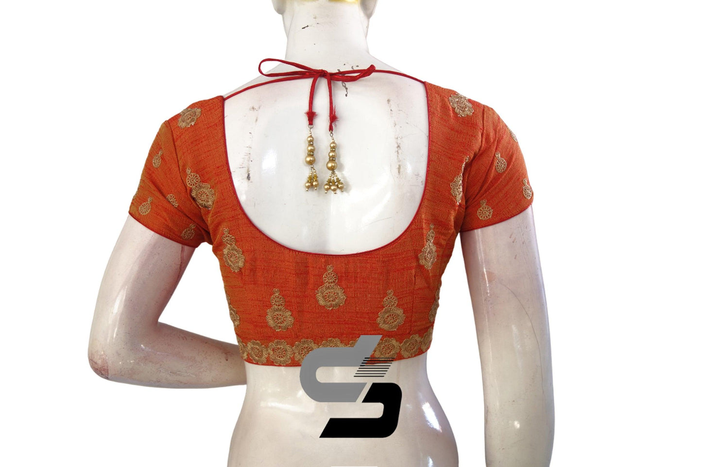 Mustard Orange Color Semi silk Embroidery Party Wear Readymade Blouse - D3blouses