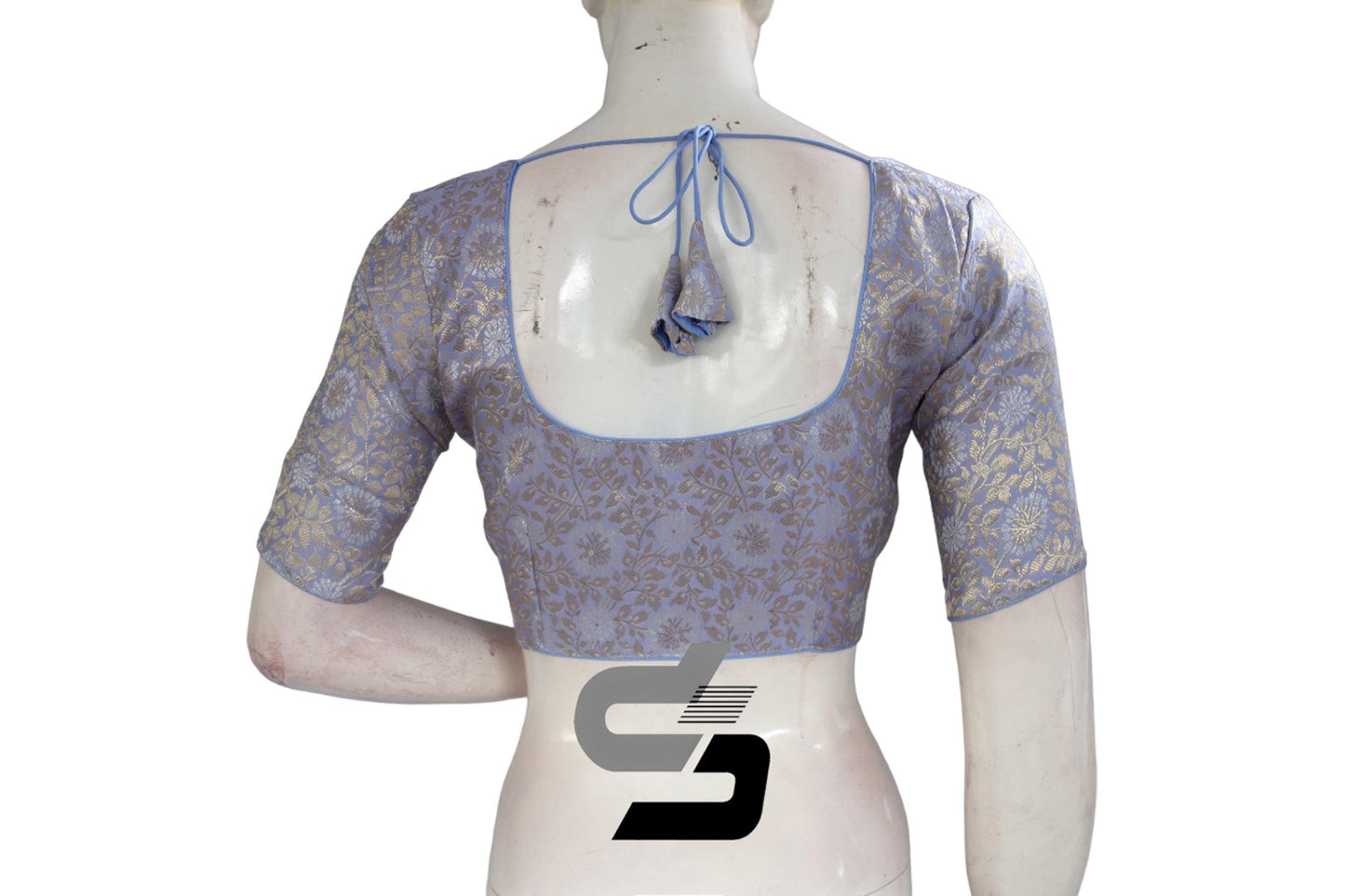 Pastel Purple Color Silver Mix Premium Brocade Silk Readymade Saree Blouse, Indian Readymade Blouse - D3blouses