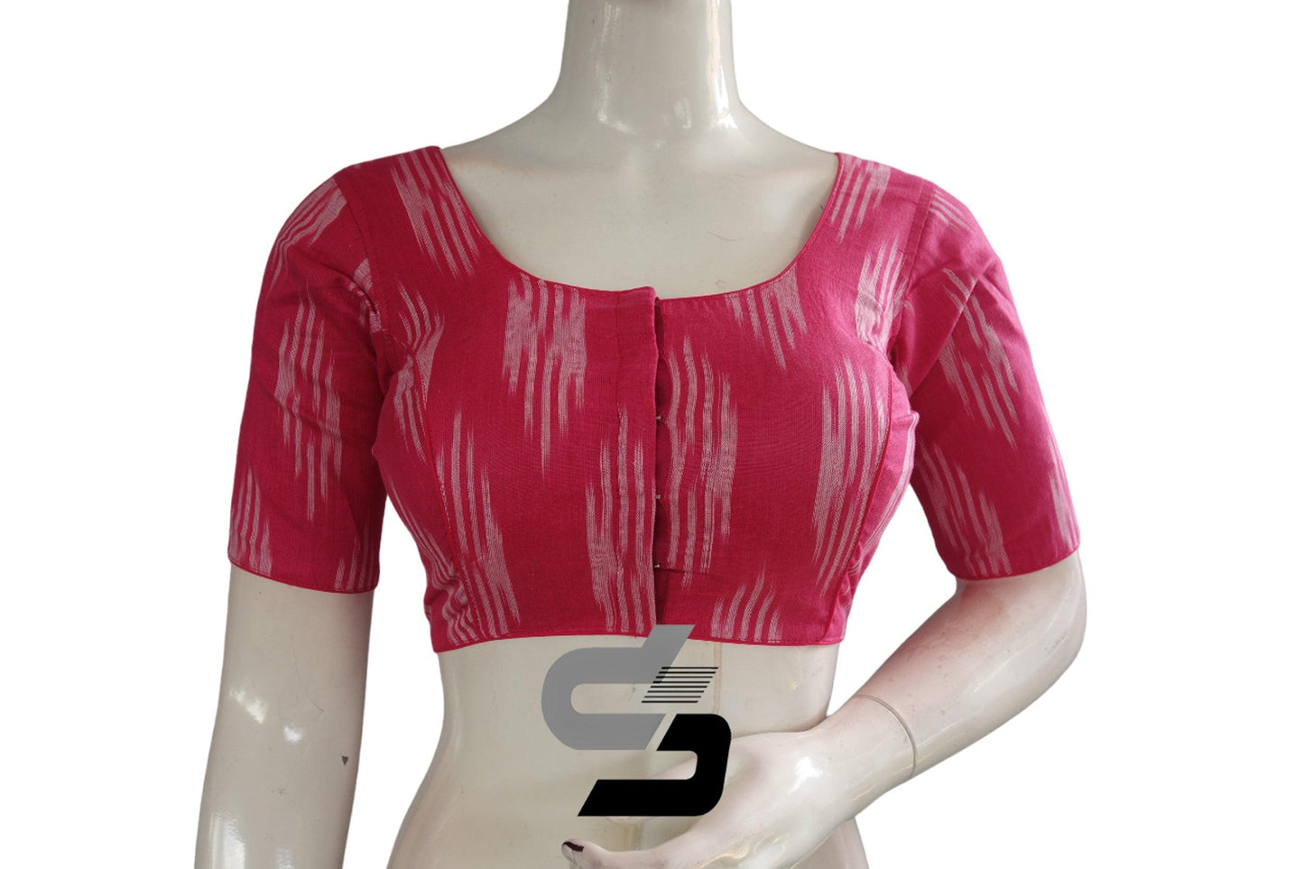 Pink Color Ikkat Cotton Readymade Blouse - D3blouses