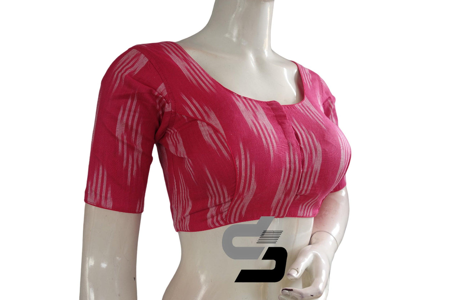 Pink Color Ikkat Cotton Readymade Blouse - D3blouses