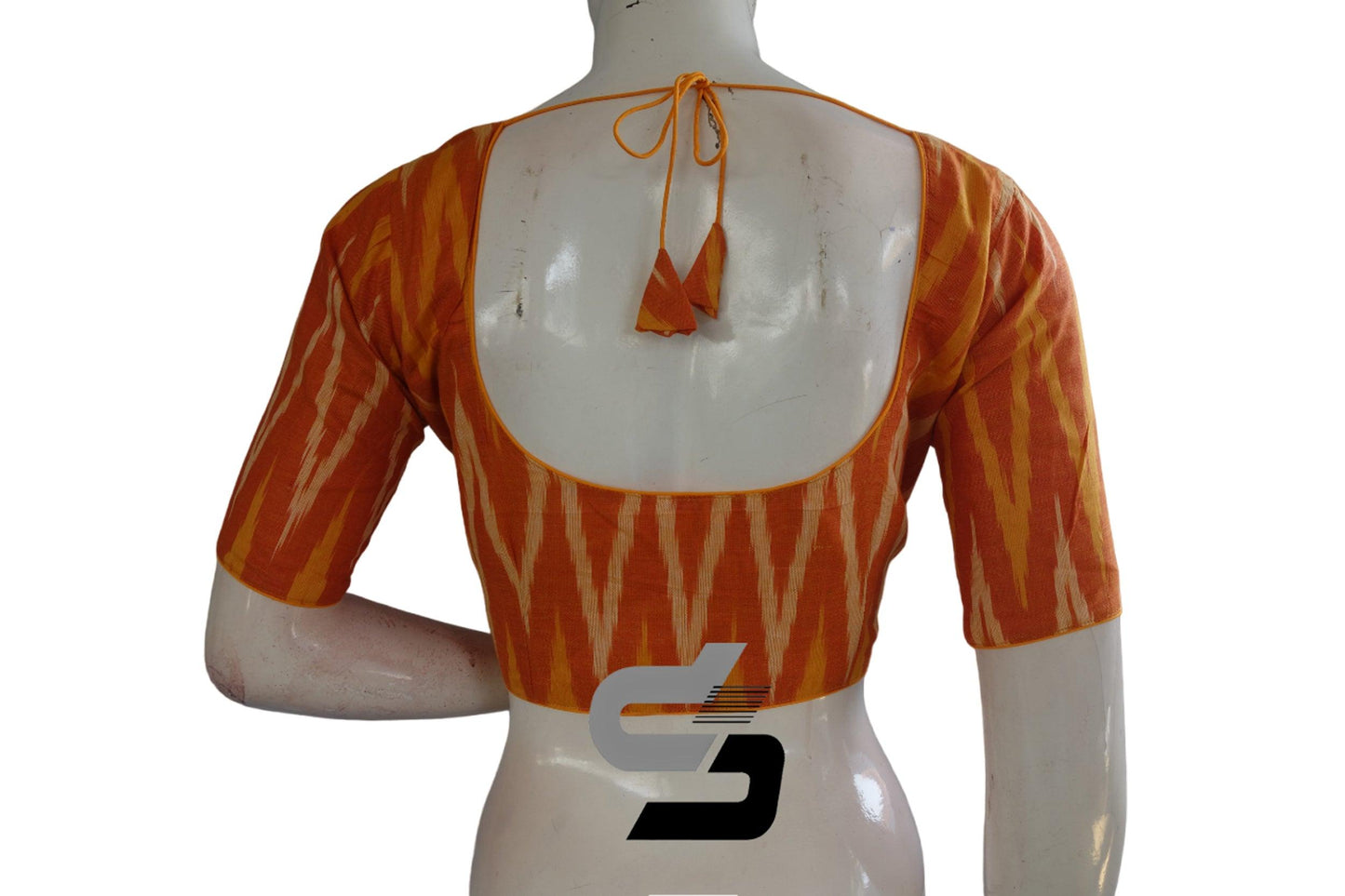 Mustard Orange Color Ikkat Cotton Readymade Blouse - D3blouses