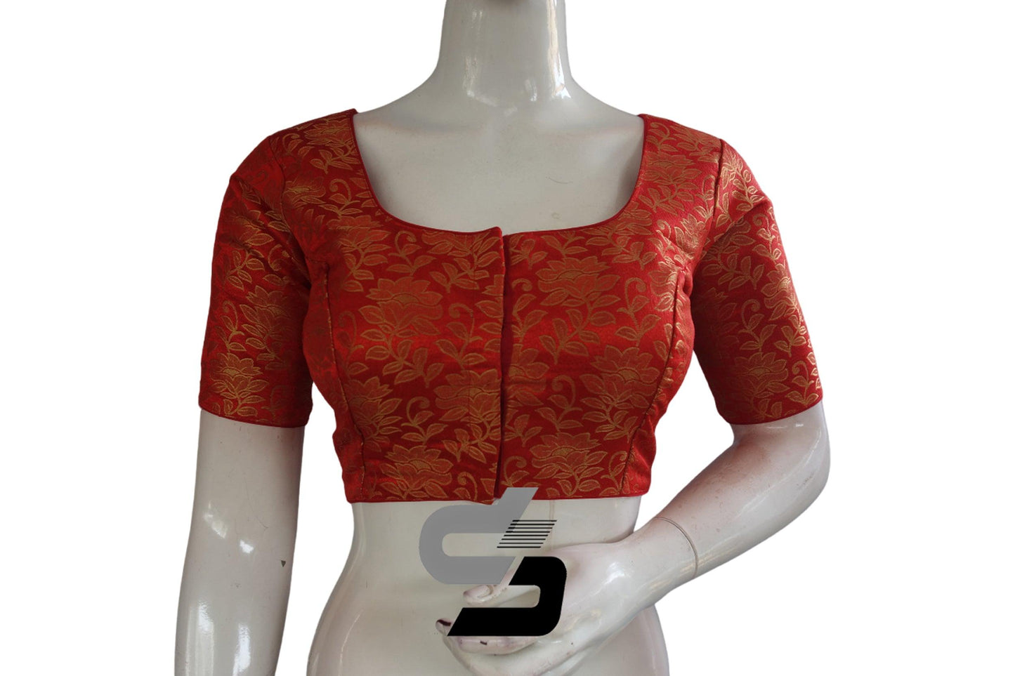 Red Color Brocade Readymade Saree Blouse - D3blouses