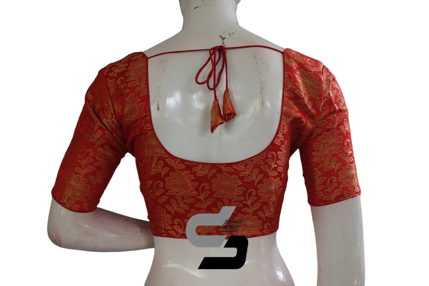 Red Color Brocade Readymade Saree Blouse - D3blouses