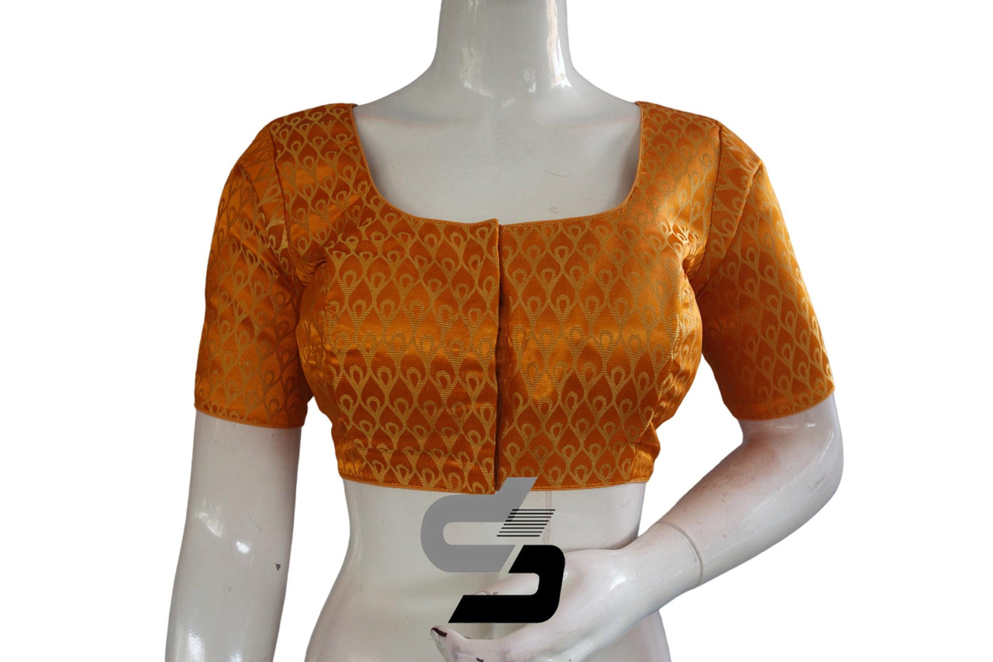 Mustard Color Brocade Readymade Saree Blouse - D3blouses