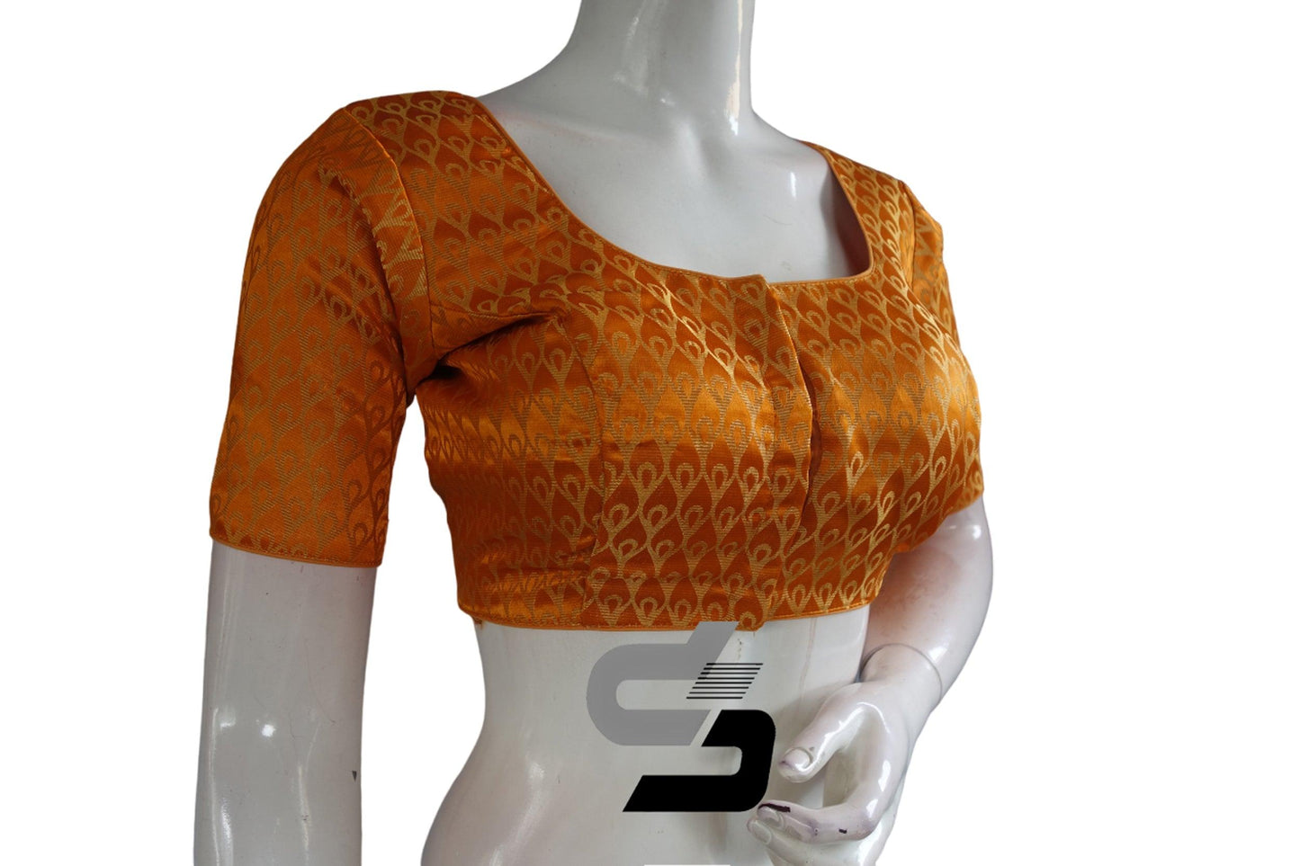 Mustard Color Brocade Readymade Saree Blouse - D3blouses