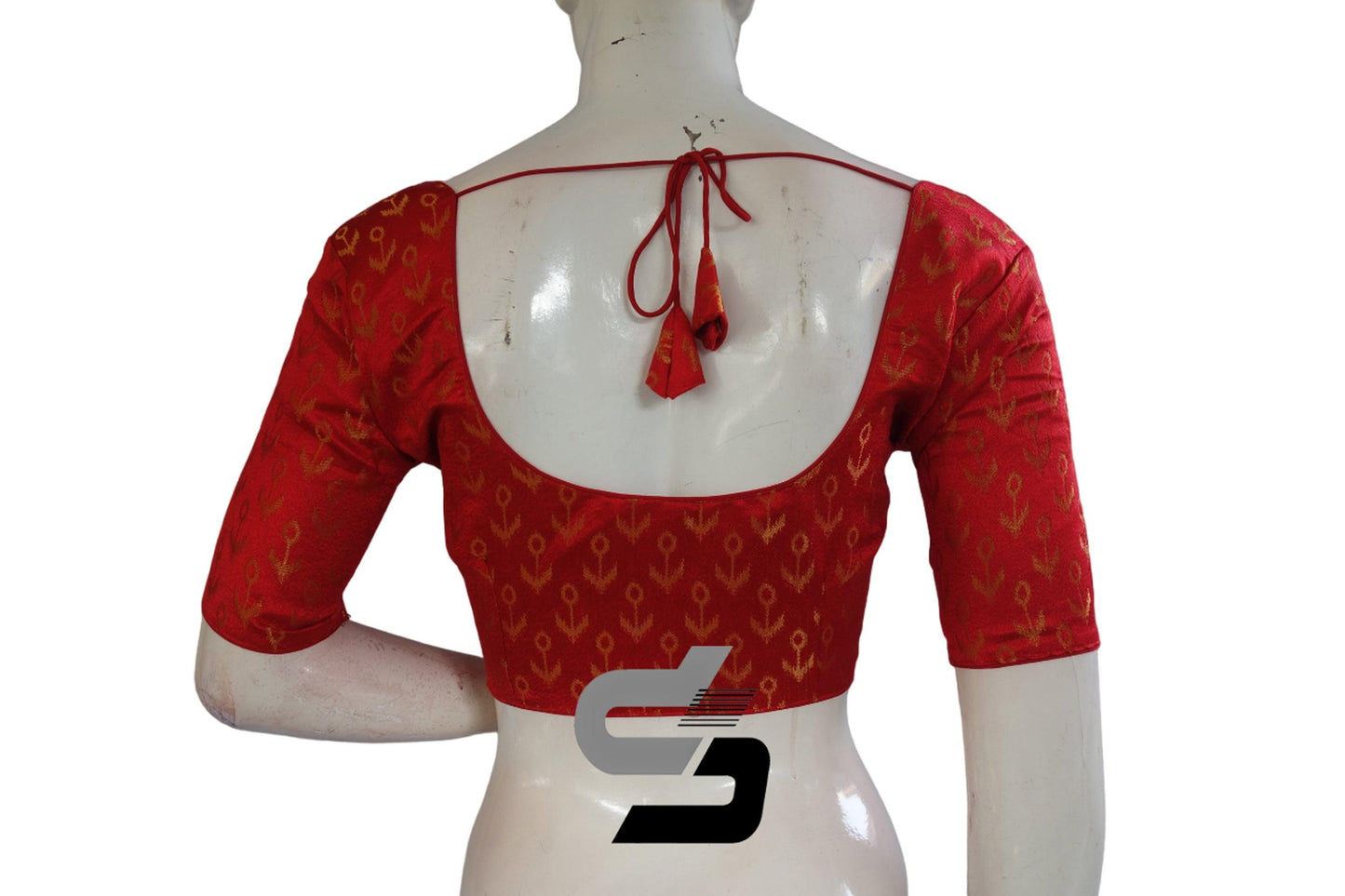 Red Color Brocade Readymade Saree Blouse - D3blouses