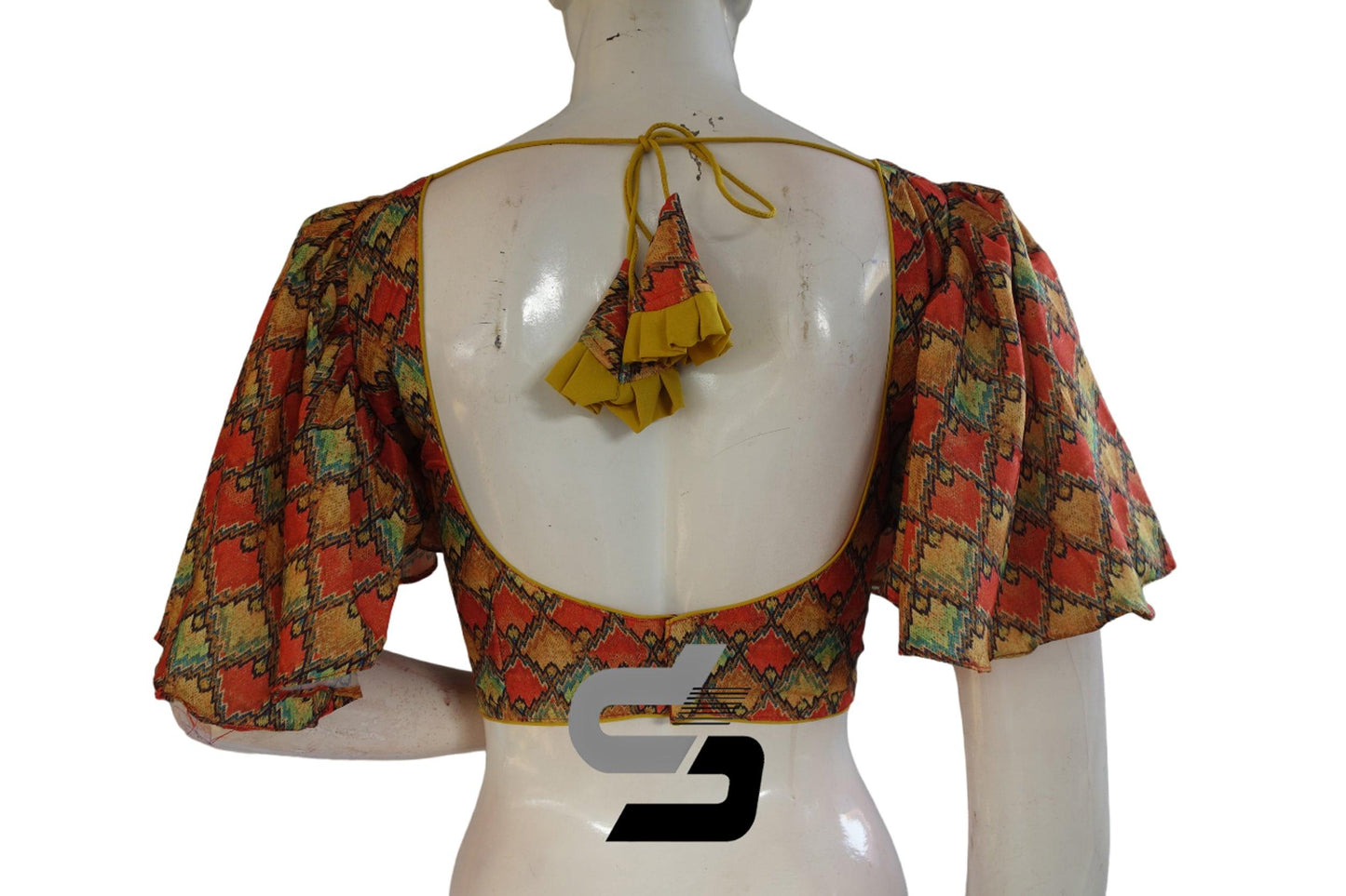Multi Color Designer Organza Ruffle Sleeve Readymade Blouse for Sarees - D3blouses