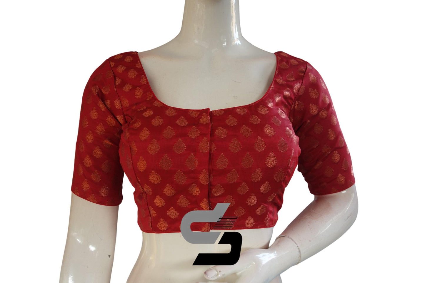 Light Maroon Color Brocade Readymade Saree Blouse - D3blouses