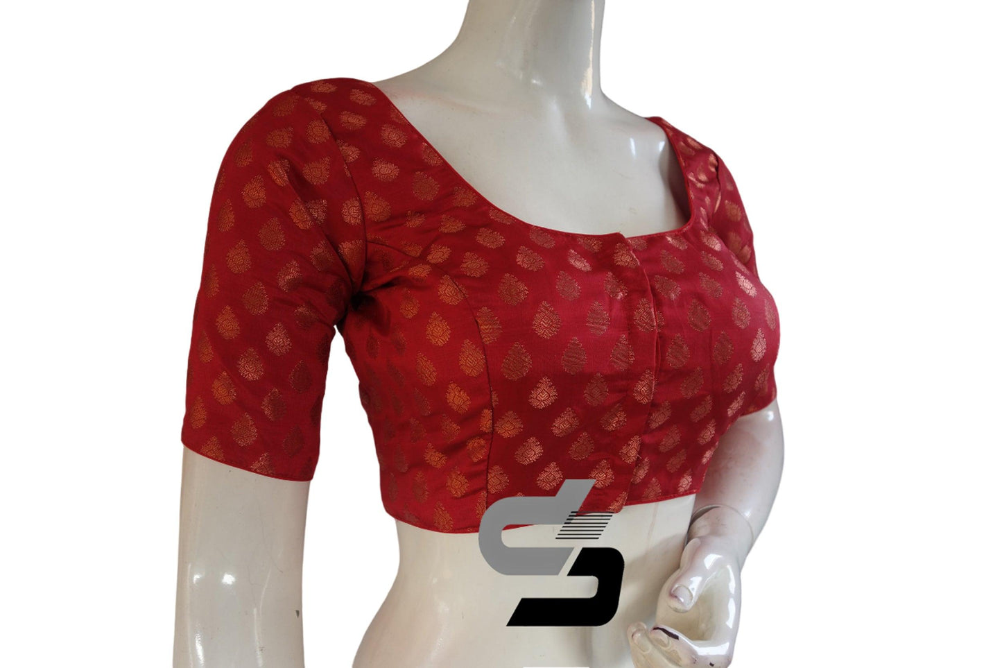 Light Maroon Color Brocade Readymade Saree Blouse - D3blouses