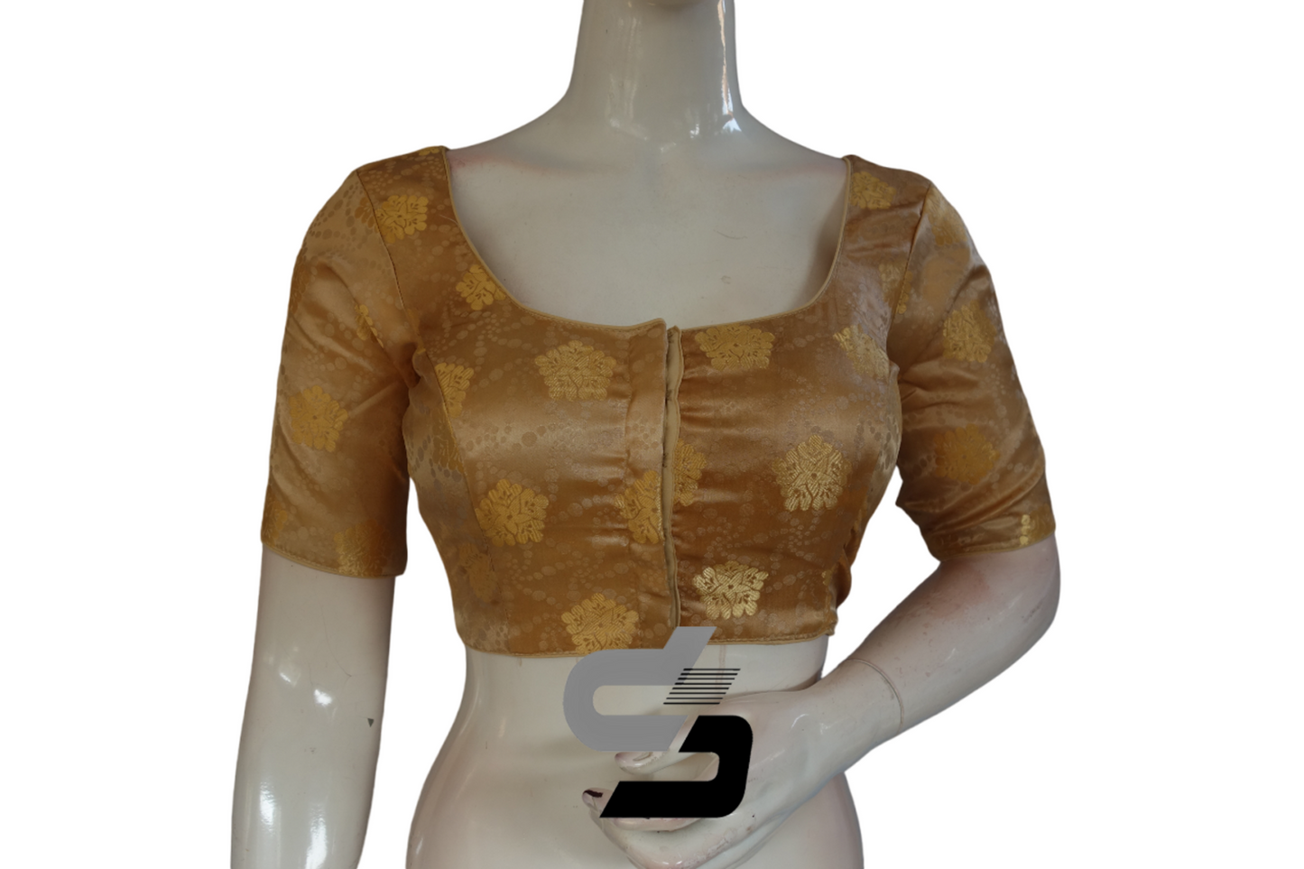 Gold Color Brocade Readymade Saree Blouse