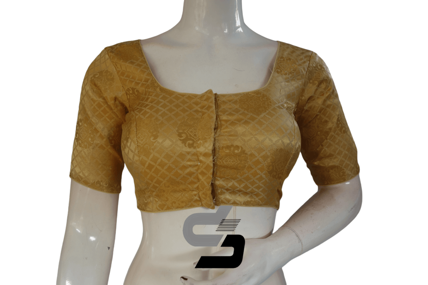 Gold Color Brocade Readymade Saree Blouse - D3blouses