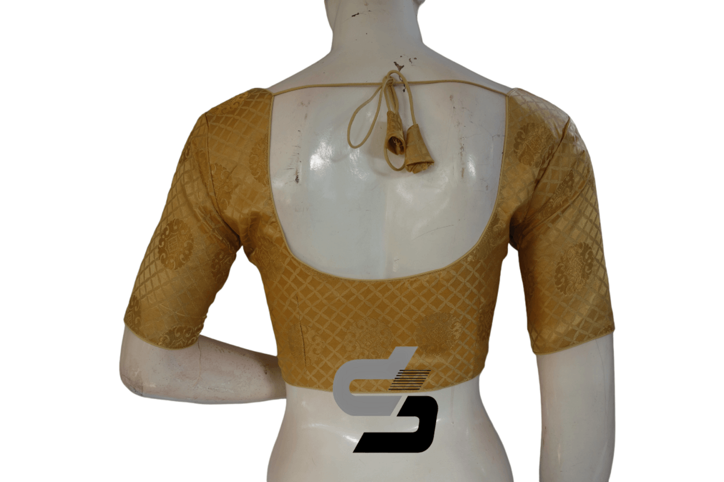 Gold Color Brocade Readymade Saree Blouse - D3blouses