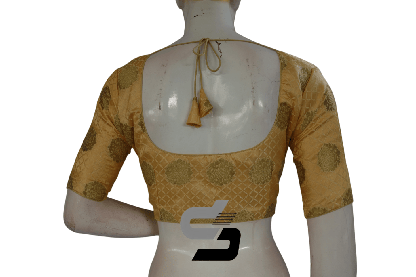 Gold Color Brocade Readymade Saree Blouse - D3blouses