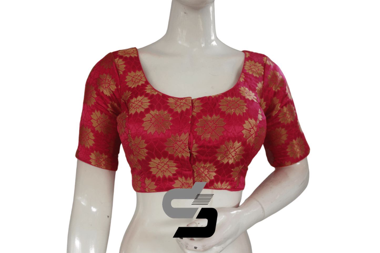 Pink Color Brocade Readymade Saree Blouse - D3blouses