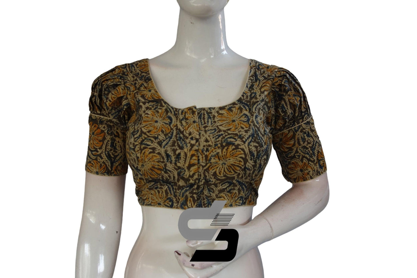 Kalamkari Readymade Saree Blouse With Puff Sleeves, Kalamkari Designer Blouse - D3blouses