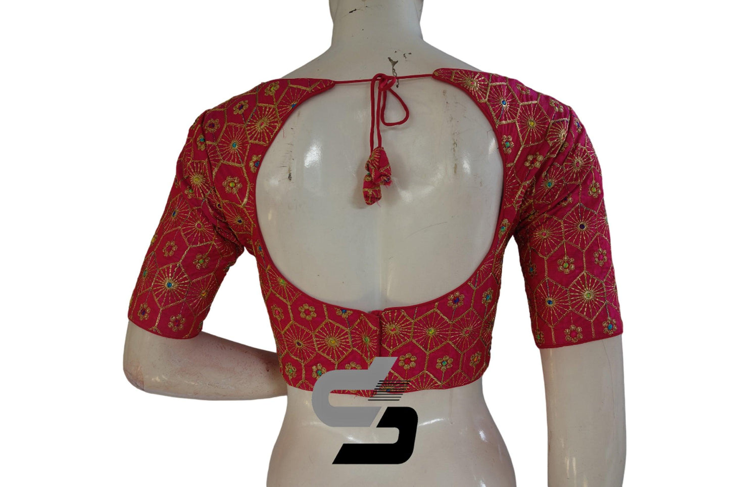 Pink Color Boat Neck Embroidery Designer Party Wear Readymade Blouse - D3blouses