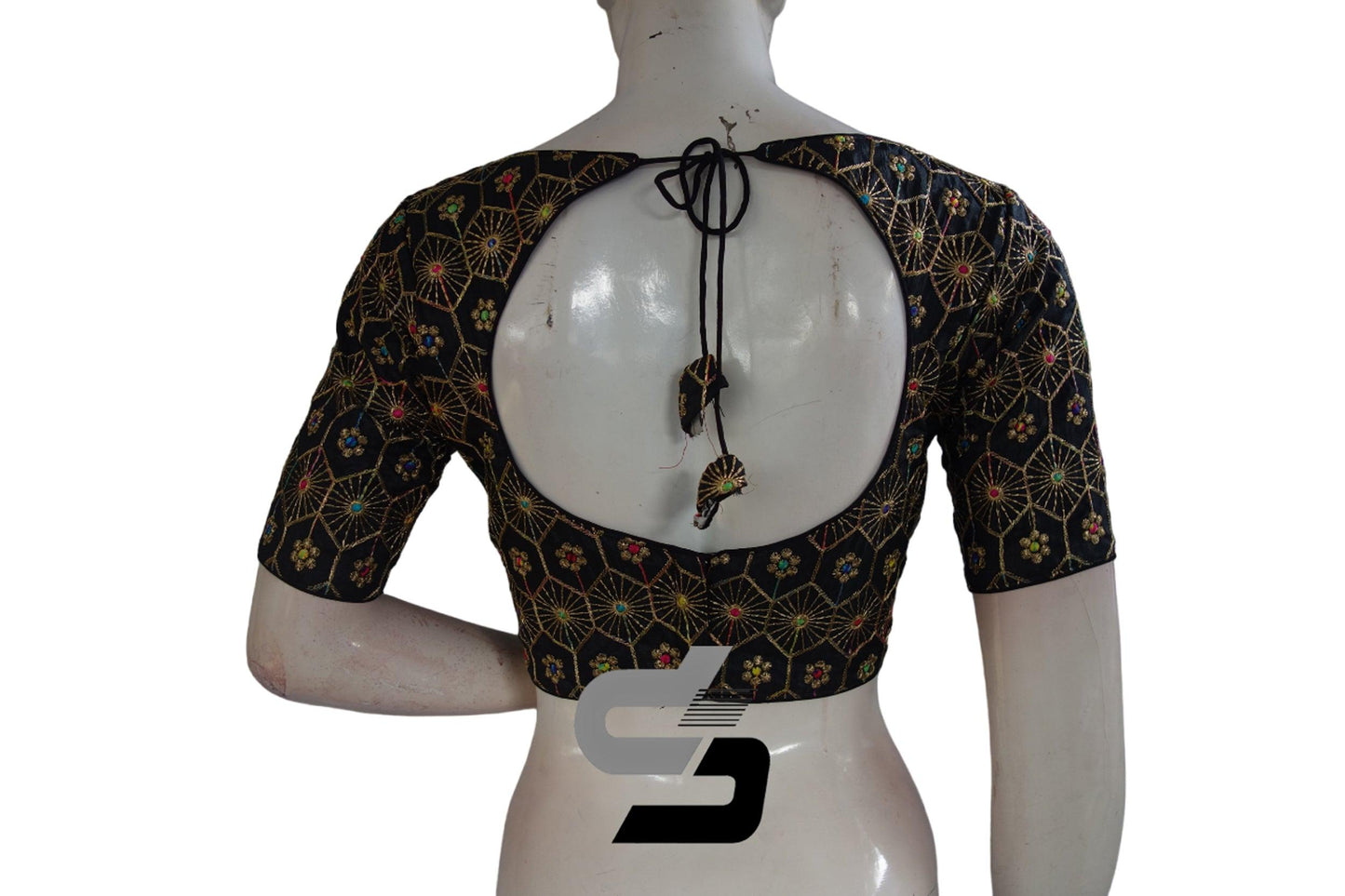 Black Color Boat Neck Embroidery Designer Party Wear Readymade Blouse - D3blouses
