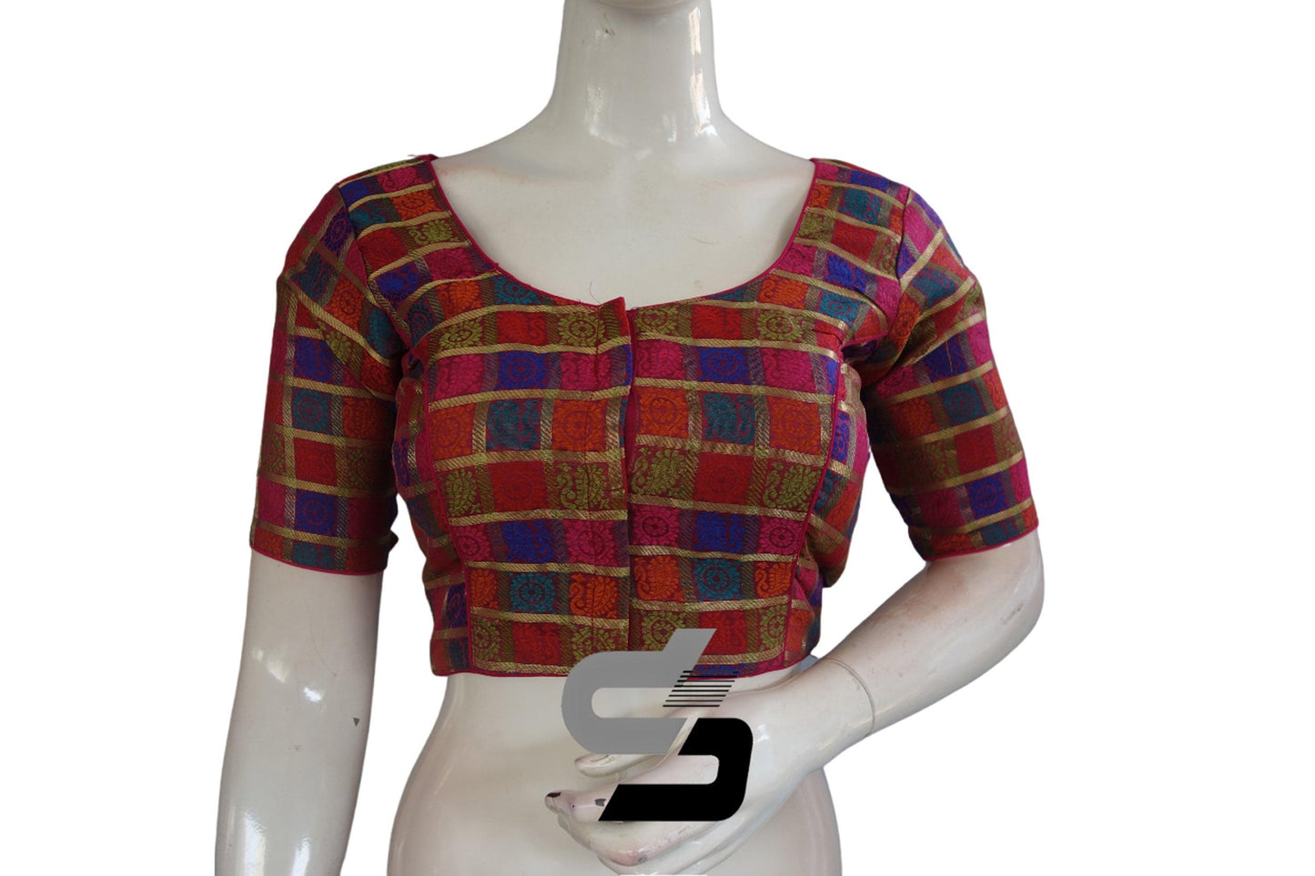 Multi Color Chanderi Silk Readymade Blouse - D3blouses