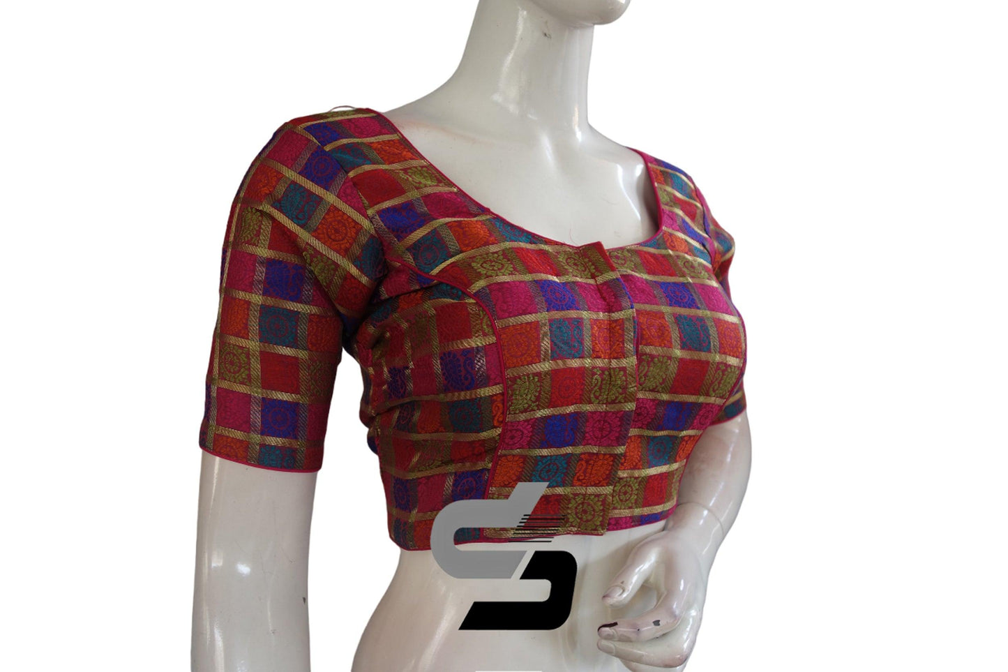 Multi Color Chanderi Silk Readymade Blouse - D3blouses