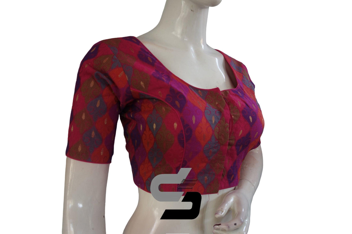 Multi Color Chanderi Silk Readymade Blouse - D3blouses