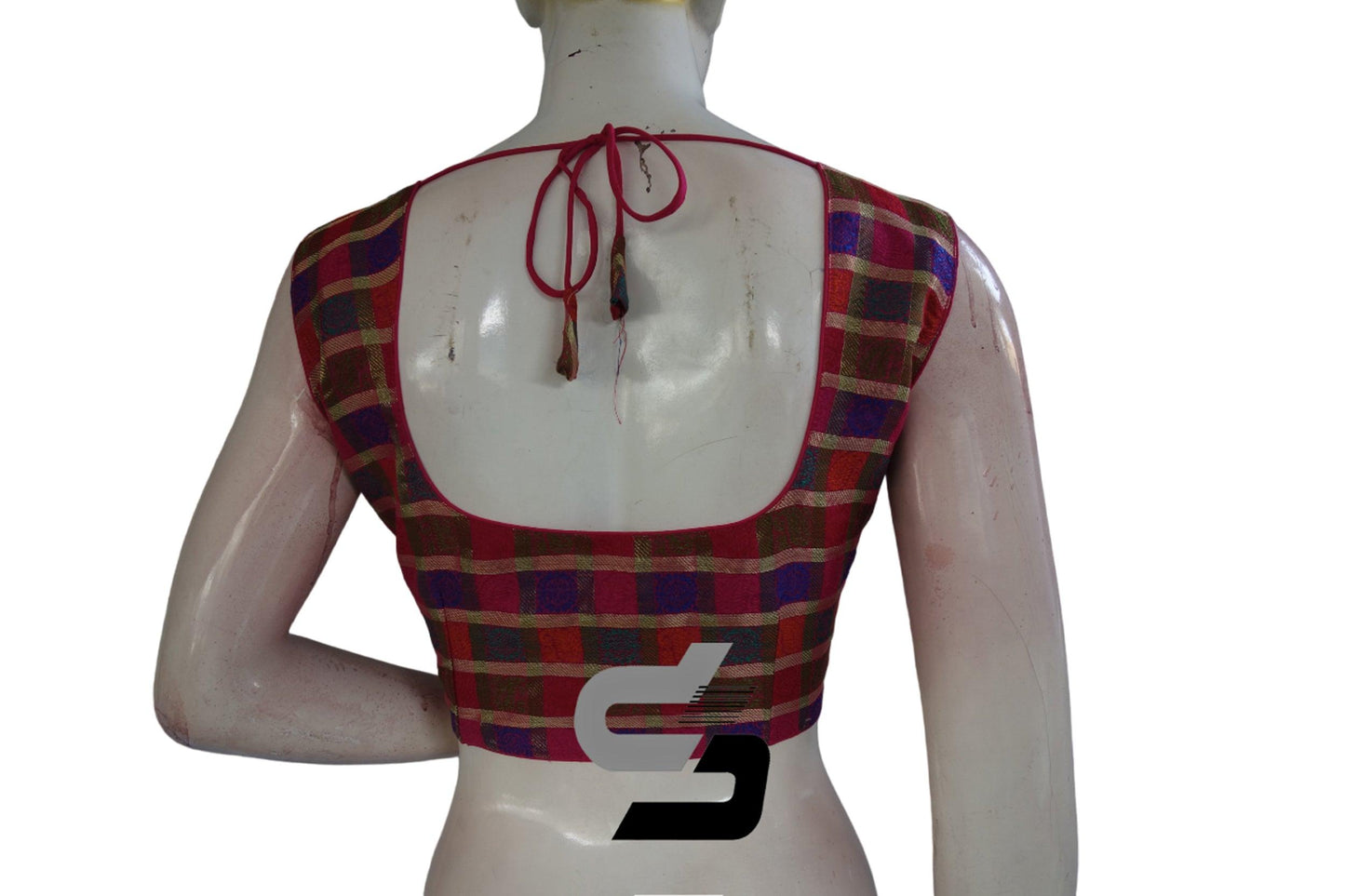 Multi Color Sleeveless Chanderi Silk Readymade Blouse - D3blouses