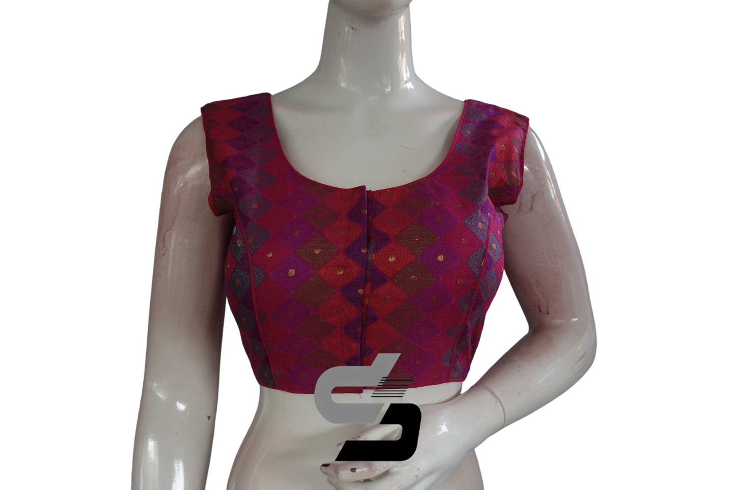 Multi Color Sleeveless Chanderi Silk Readymade Blouse - D3blouses