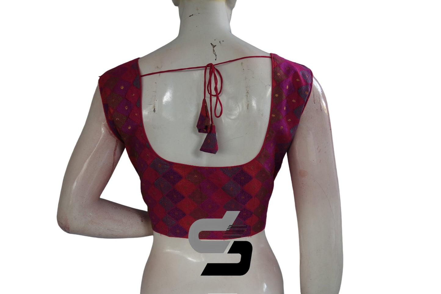 Multi Color Sleeveless Chanderi Silk Readymade Blouse - D3blouses
