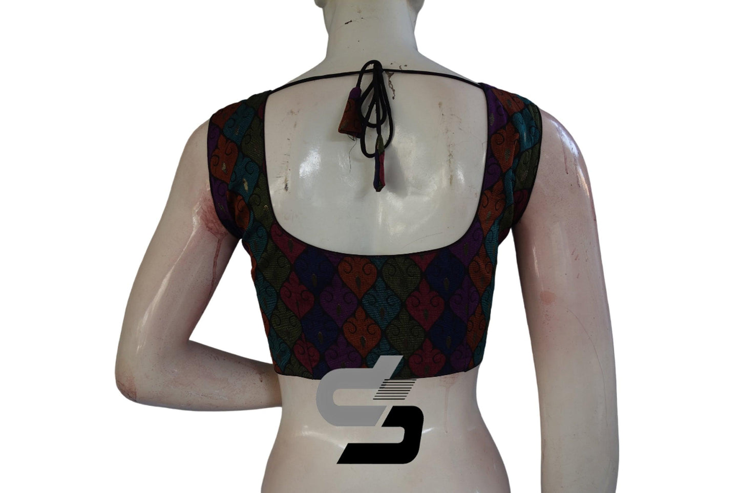 Multi Color Sleeveless Chanderi Silk Readymade Blouse - D3blouses