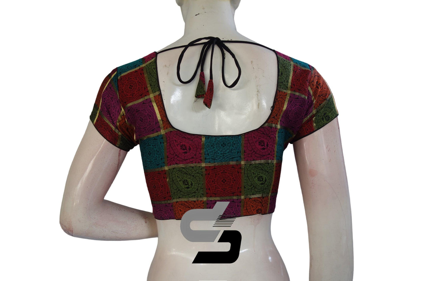 Multi Color Sleeveless Chanderi Silk Readymade Blouse - D3blouses
