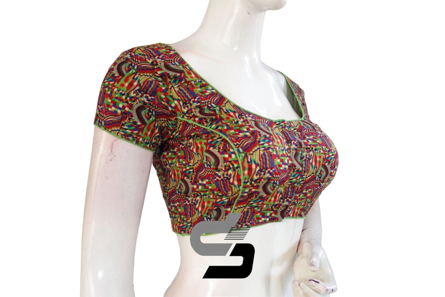 Multi Color Patola Print Cotton Readymade Saree Blouse - D3blouses
