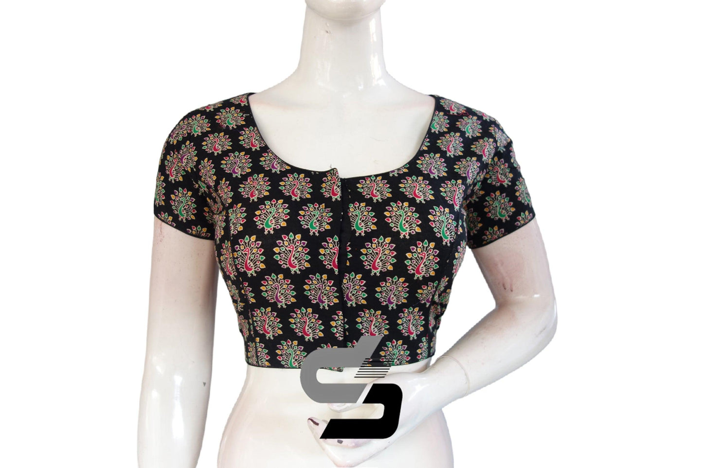Black Color Patola Print Cotton Readymade Saree Blouse - D3blouses