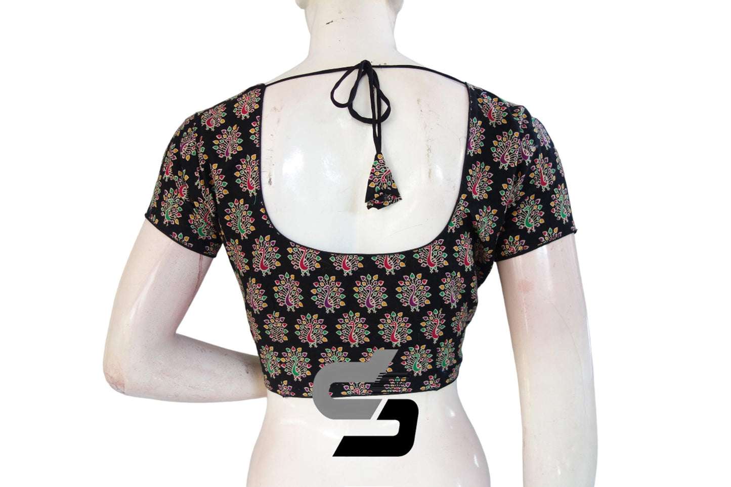 Black Color Patola Print Cotton Readymade Saree Blouse - D3blouses