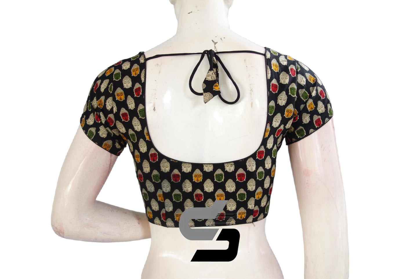 Black Color Patola Print Cotton Readymade Saree Blouse - D3blouses