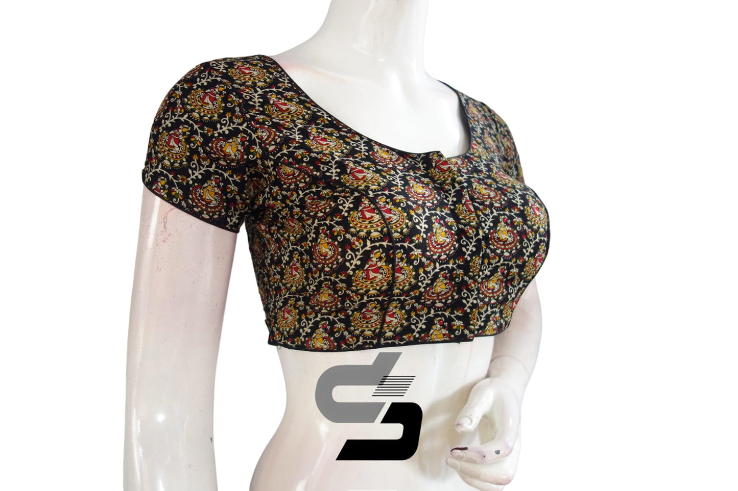 Black Color Patola Print Cotton Readymade Saree Blouse - D3blouses