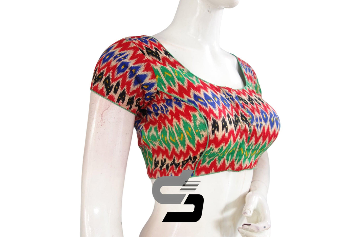 Multi Color Patola Print Cotton Readymade Saree Blouse - D3blouses