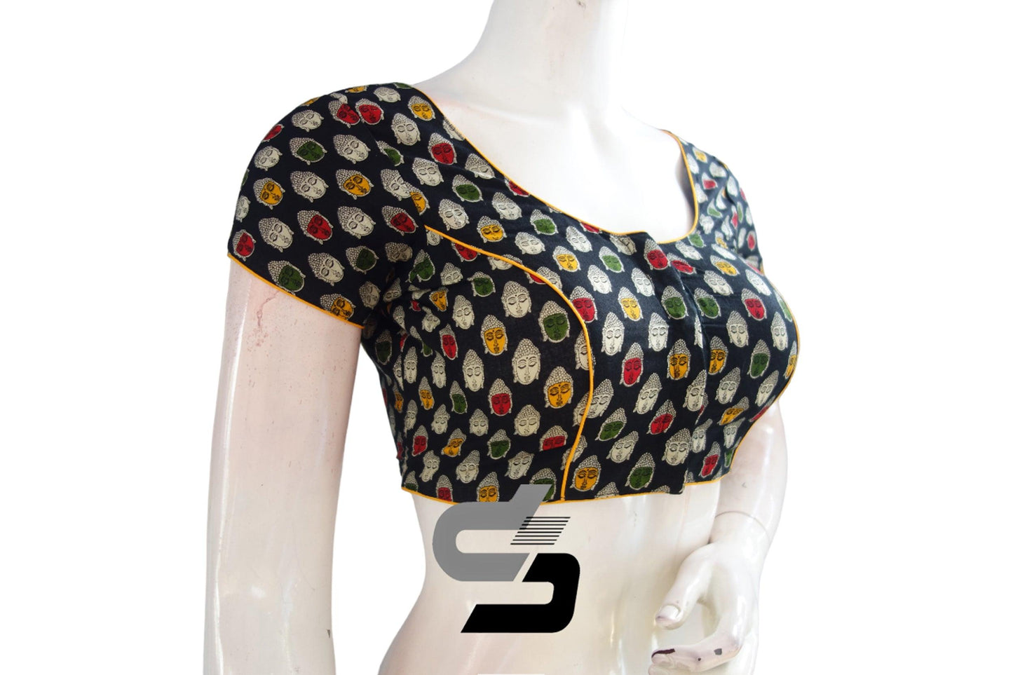 Black Color Patola Print Cotton Readymade Saree Blouse - D3blouses