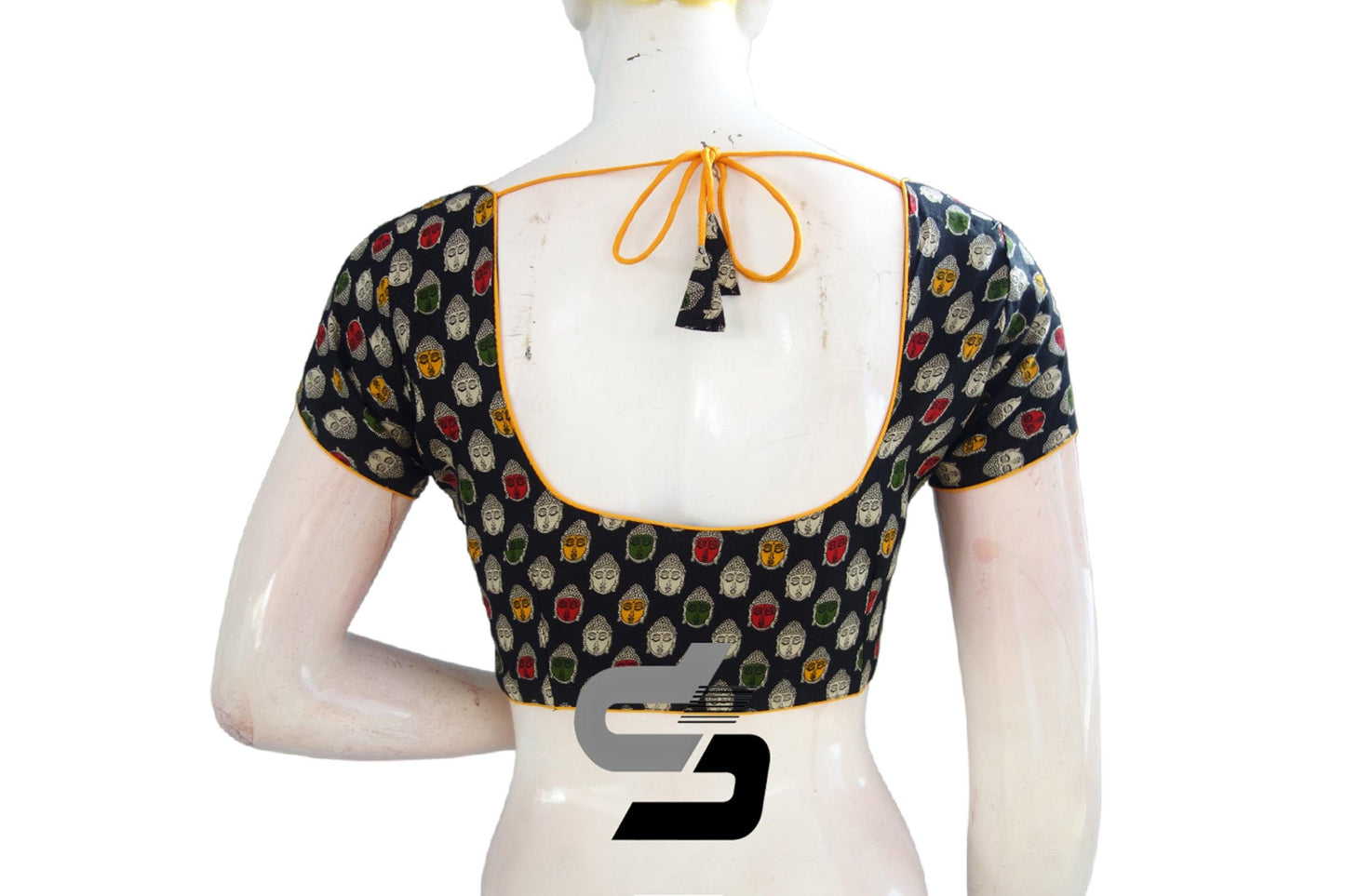 Black Color Patola Print Cotton Readymade Saree Blouse - D3blouses