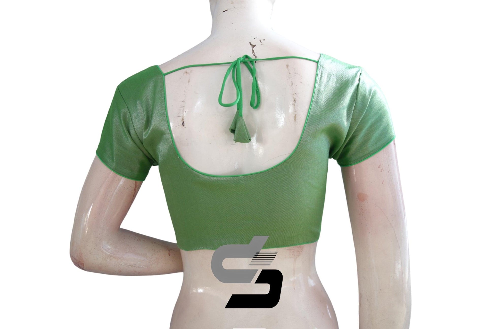 Green Color Plain Tissue Readymade Blouses - D3blouses
