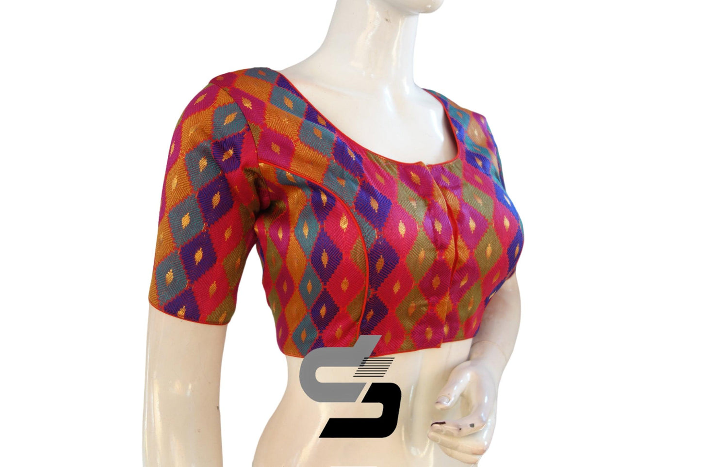 Multi Color Chanderi Silk Readymade Blouse - D3blouses