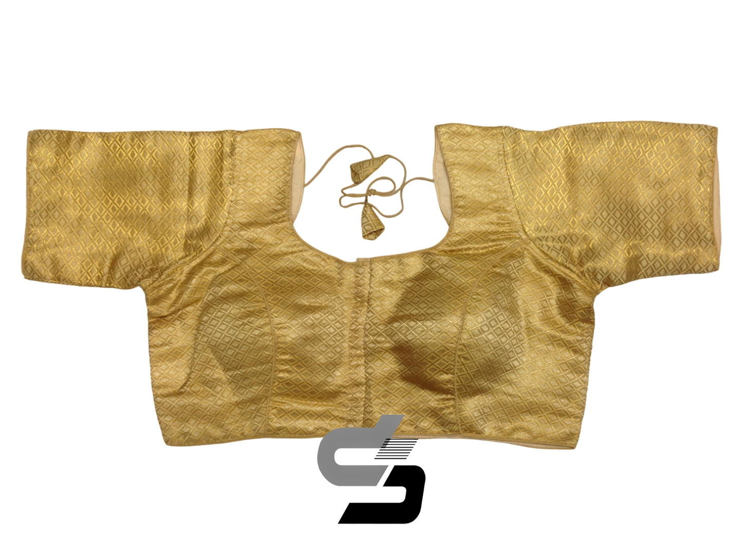 Gold Color Plus Size Brocade Silk Readymade Saree Blouses, Indian Plus Size Blouse