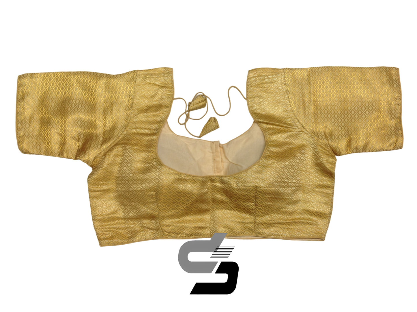 Gold Color Plus Size Brocade Silk Readymade Saree Blouses, Indian Plus Size Blouse