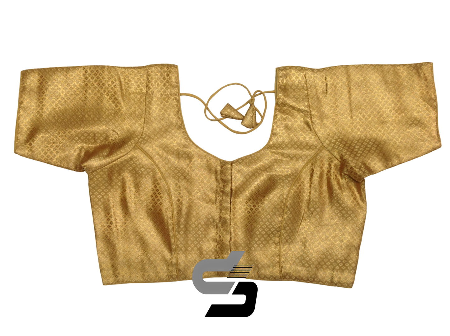 Gold Color Plus Size Brocade Silk Readymade Saree Blouses, Indian Plus Size Blouse