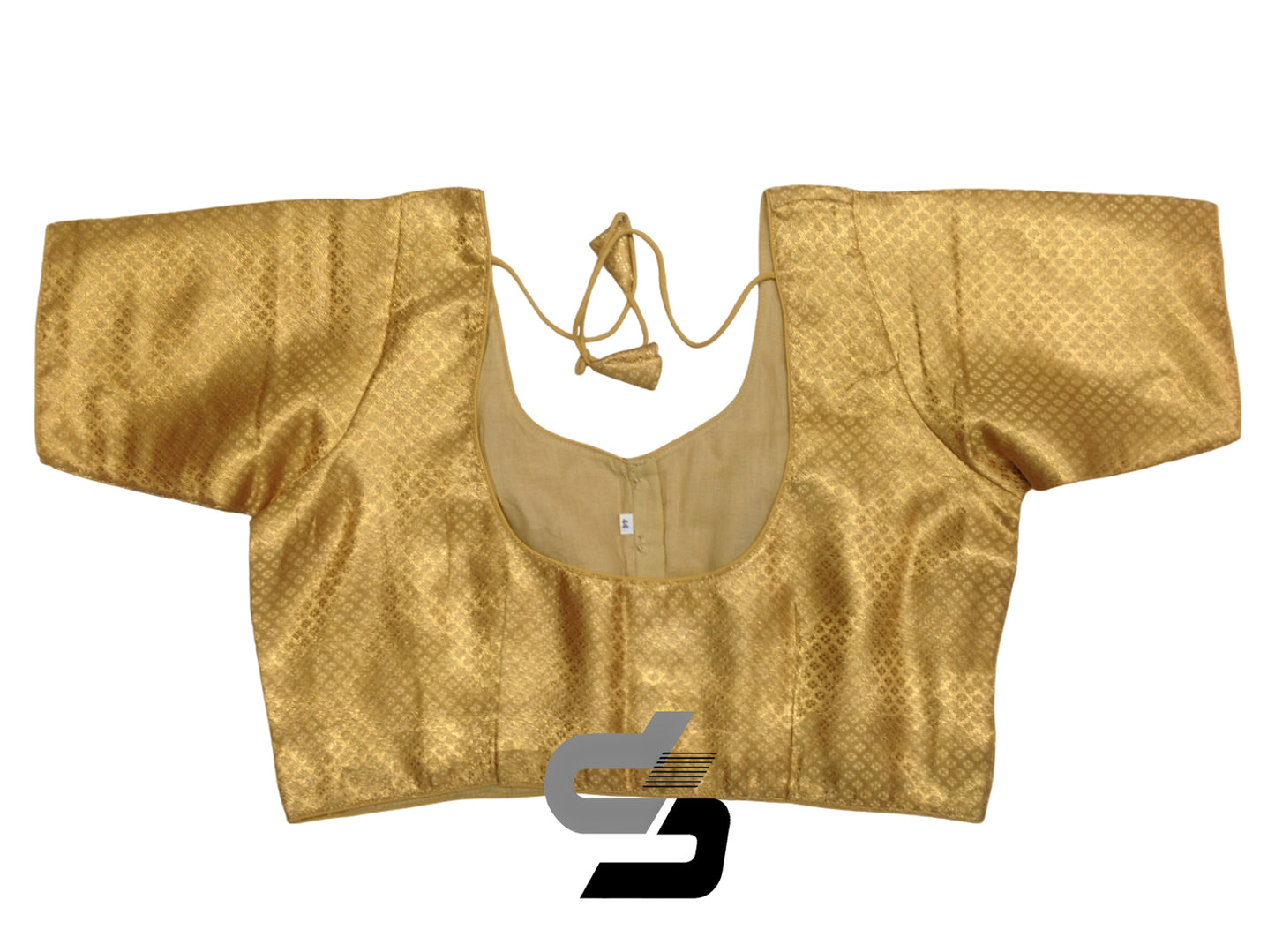 Gold Color Plus Size Brocade Silk Readymade Saree Blouses, Indian Plus Size Blouse