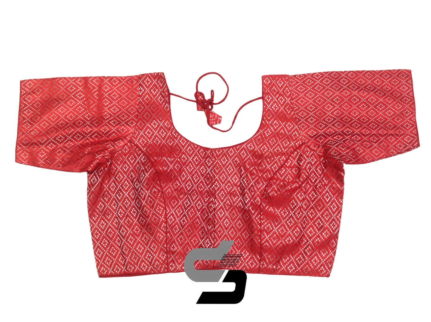 Red Color Plus Size Brocade Silk Readymade Saree Blouses, Indian Plus Size Blouse