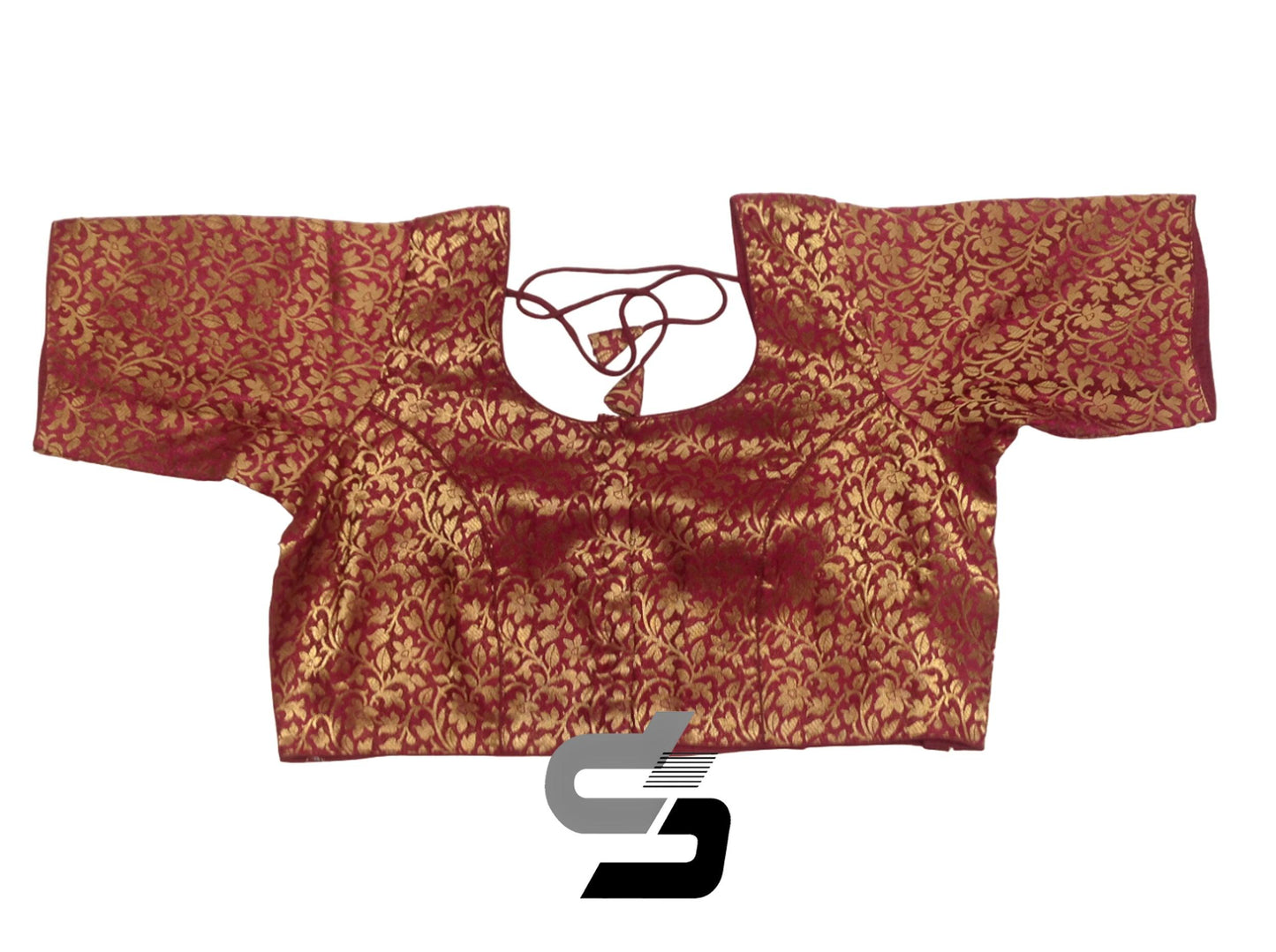 Wine Color Plus Size Brocade Silk Readymade Saree Blouses, Indian Plus Size Blouse