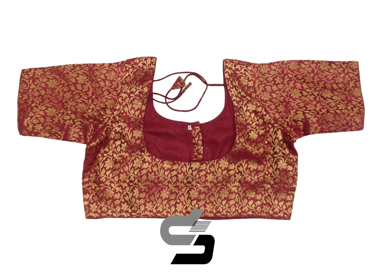 Wine Color Plus Size Brocade Silk Readymade Saree Blouses, Indian Plus Size Blouse