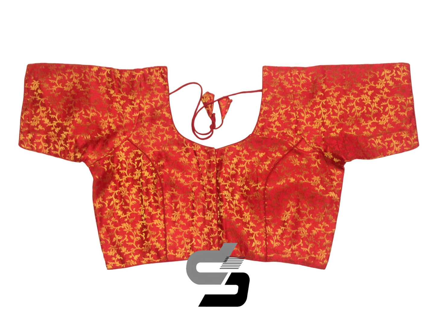Red Color Plus Size Brocade Silk Readymade Saree Blouses, Indian Plus Size Blouse