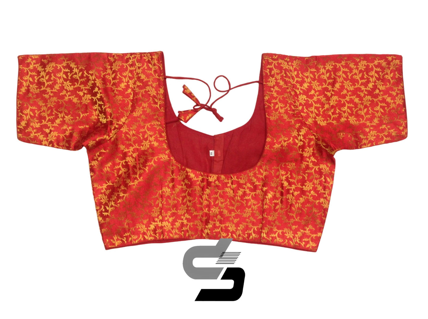 Red Color Plus Size Brocade Silk Readymade Saree Blouses, Indian Plus Size Blouse